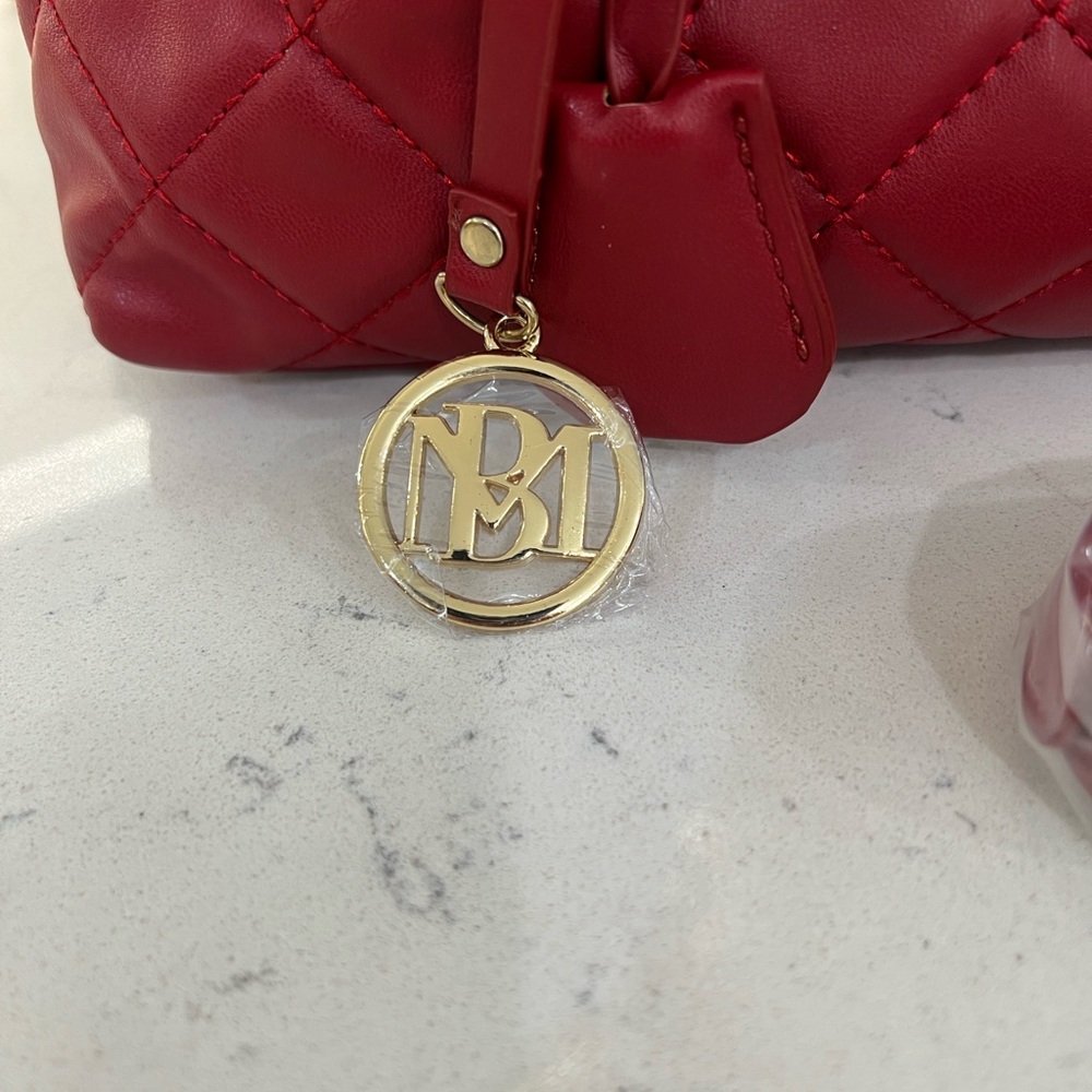 Badgley Mischka Red Quilted Satchel - Picture 2 of 13